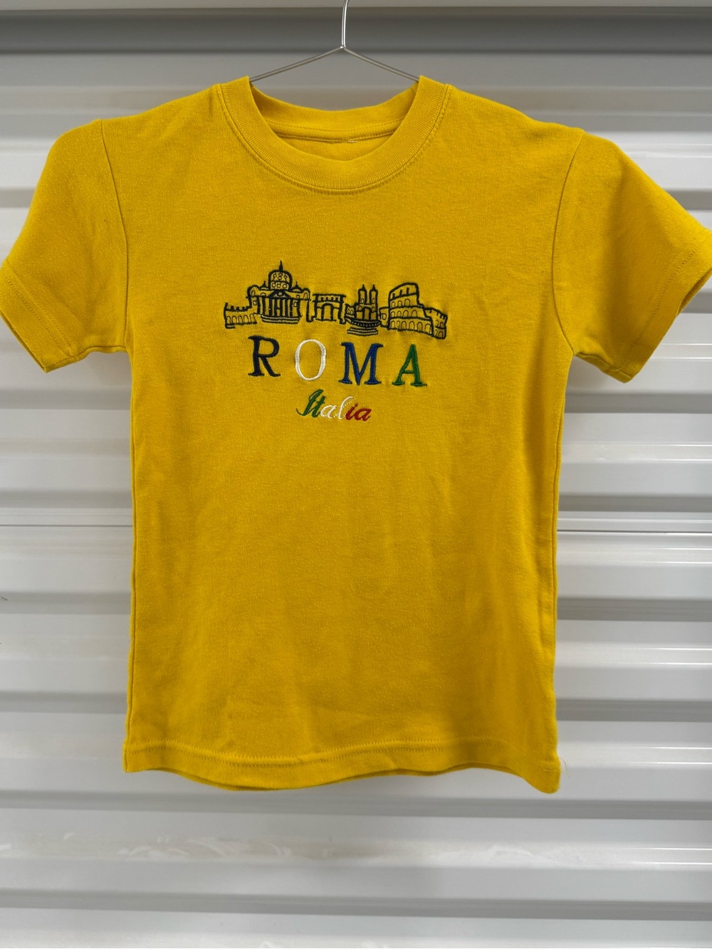 Vintage embroidered ROMA Italia Yellow baby tee